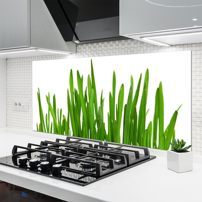 Kitchen Splashback Grass floral green white