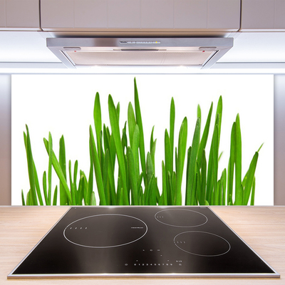 Kitchen Splashback Grass floral green white