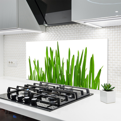 Kitchen Splashback Grass floral green white