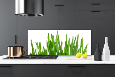 Kitchen Splashback Grass floral green white