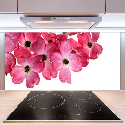 Kitchen Splashback Flowers floral pink white