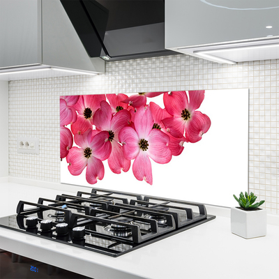 Kitchen Splashback Flowers floral pink white