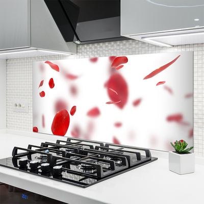 Kitchen Splashback Rose petals floral red white