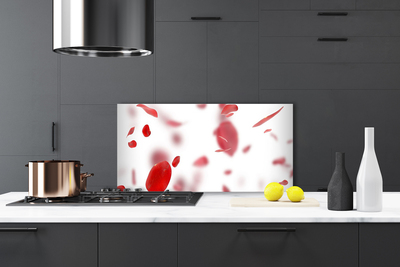 Kitchen Splashback Rose petals floral red white