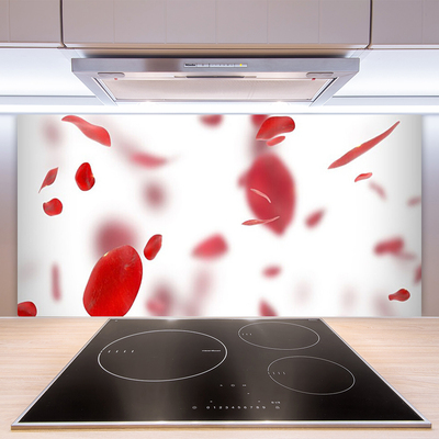 Kitchen Splashback Rose petals floral red white