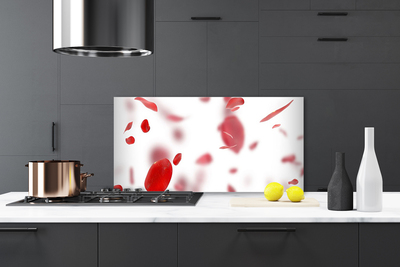 Kitchen Splashback Rose petals floral red white