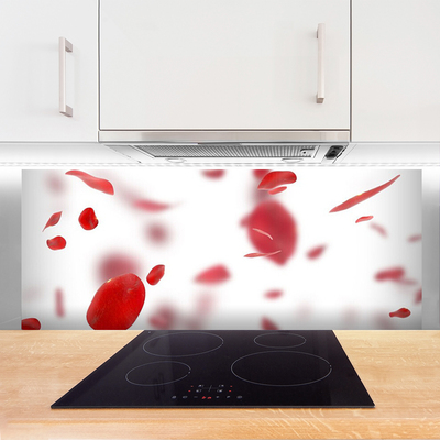 Kitchen Splashback Rose petals floral red white