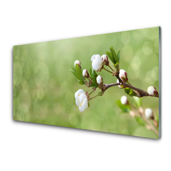 Kitchen Splashback Flowers floral green white