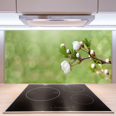 Kitchen Splashback Flowers floral green white