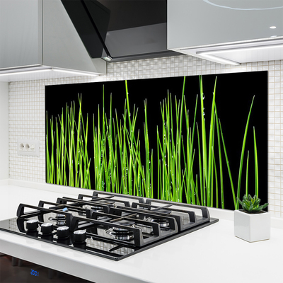 Kitchen Splashback Weed floral green black