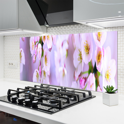 Kitchen Splashback Flowers floral white purple