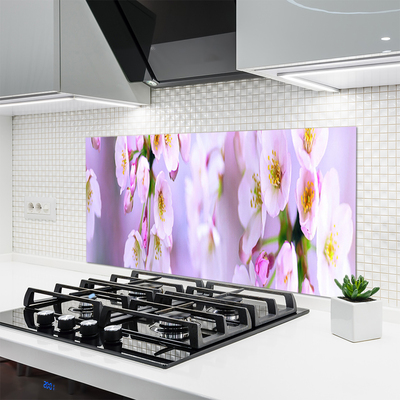 Kitchen Splashback Flowers floral white purple