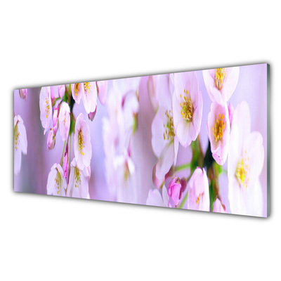 Kitchen Splashback Flowers floral white purple