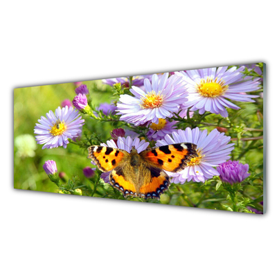 Kitchen Splashback Flowers butterfly nature orange purple yellow green