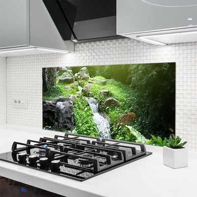 Kitchen Splashback Brook grasses nature green white grey