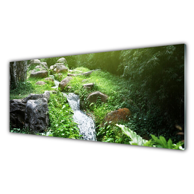 Kitchen Splashback Brook grasses nature green white grey