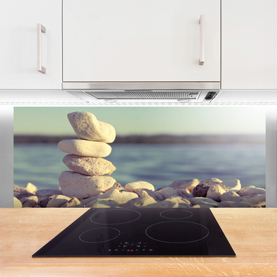 Kitchen Splashback Stones art white