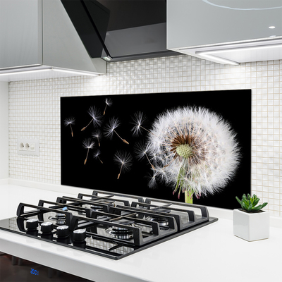 Kitchen Splashback Dandelion floral white black