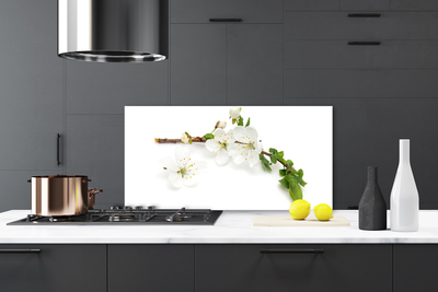 Kitchen Splashback Flower branch nature white brown green