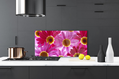 Kitchen Splashback Flowers floral pink yellow