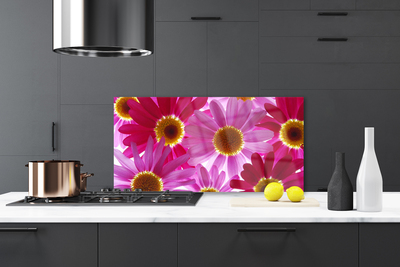 Kitchen Splashback Flowers floral pink yellow