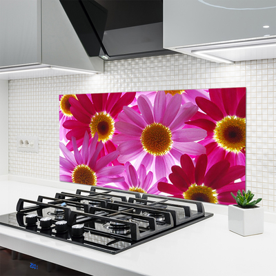 Kitchen Splashback Flowers floral pink yellow