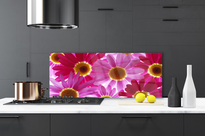 Kitchen Splashback Flowers floral pink yellow