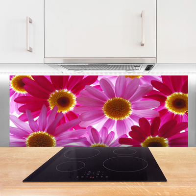 Kitchen Splashback Flowers floral pink yellow