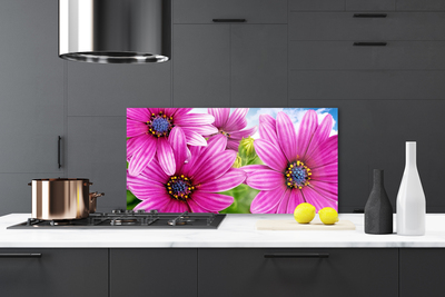 Kitchen Splashback Flowers floral pink yellow blue