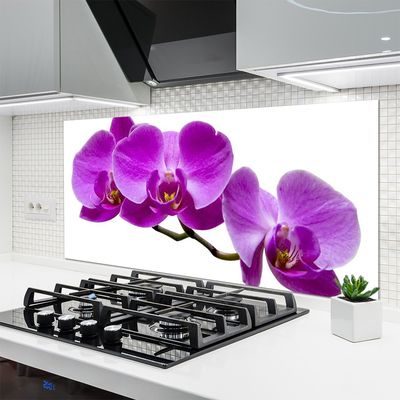 Kitchen Splashback Flowers floral purple brown