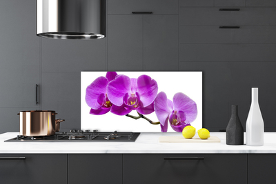 Kitchen Splashback Flowers floral purple brown