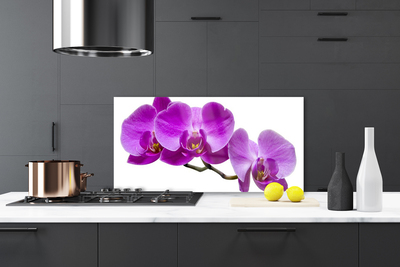 Kitchen Splashback Flowers floral purple brown