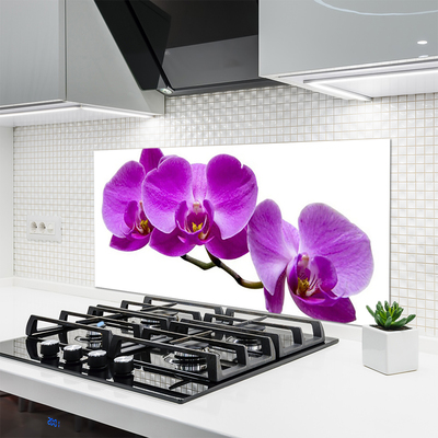 Kitchen Splashback Flowers floral purple brown