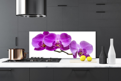 Kitchen Splashback Flowers floral purple brown