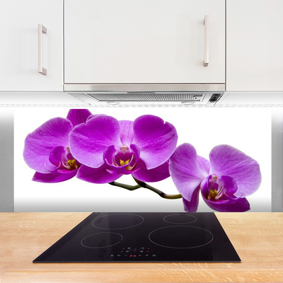 Kitchen Splashback Flowers floral purple brown