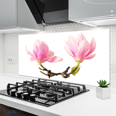 Kitchen Splashback Flowers floral pink brown