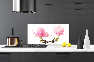 Kitchen Splashback Flowers floral pink brown