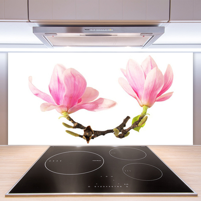 Kitchen Splashback Flowers floral pink brown