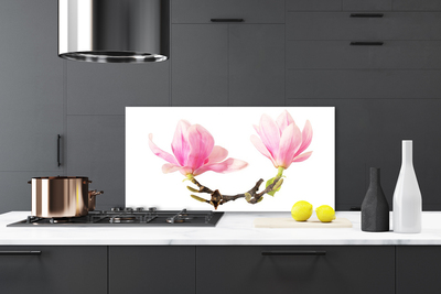 Kitchen Splashback Flowers floral pink brown