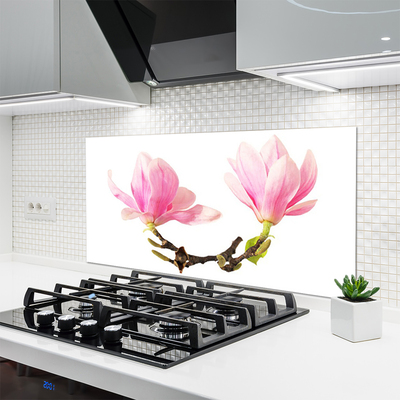 Kitchen Splashback Flowers floral pink brown