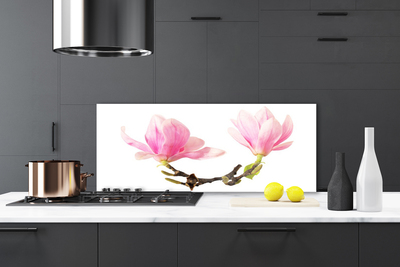 Kitchen Splashback Flowers floral pink brown