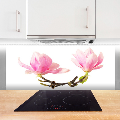 Kitchen Splashback Flowers floral pink brown