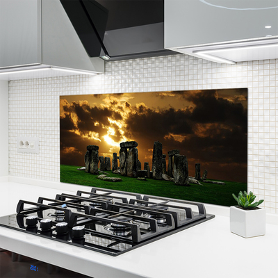 Kitchen Splashback Stones landscape grey green