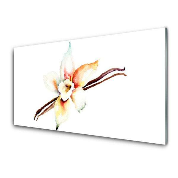 Kitchen Splashback Flower art white brown red