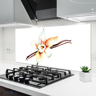 Kitchen Splashback Flower art white brown red