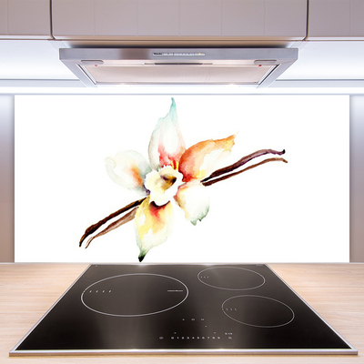 Kitchen Splashback Flower art white brown red