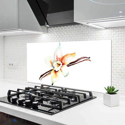 Kitchen Splashback Flower art white brown red