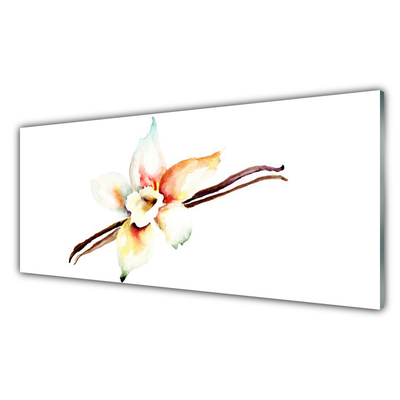 Kitchen Splashback Flower art white brown red