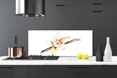 Kitchen Splashback Flower art white brown red