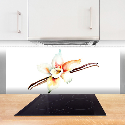 Kitchen Splashback Flower art white brown red